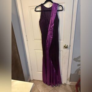 Plum Evening Maxi Dress with Satin Sash
